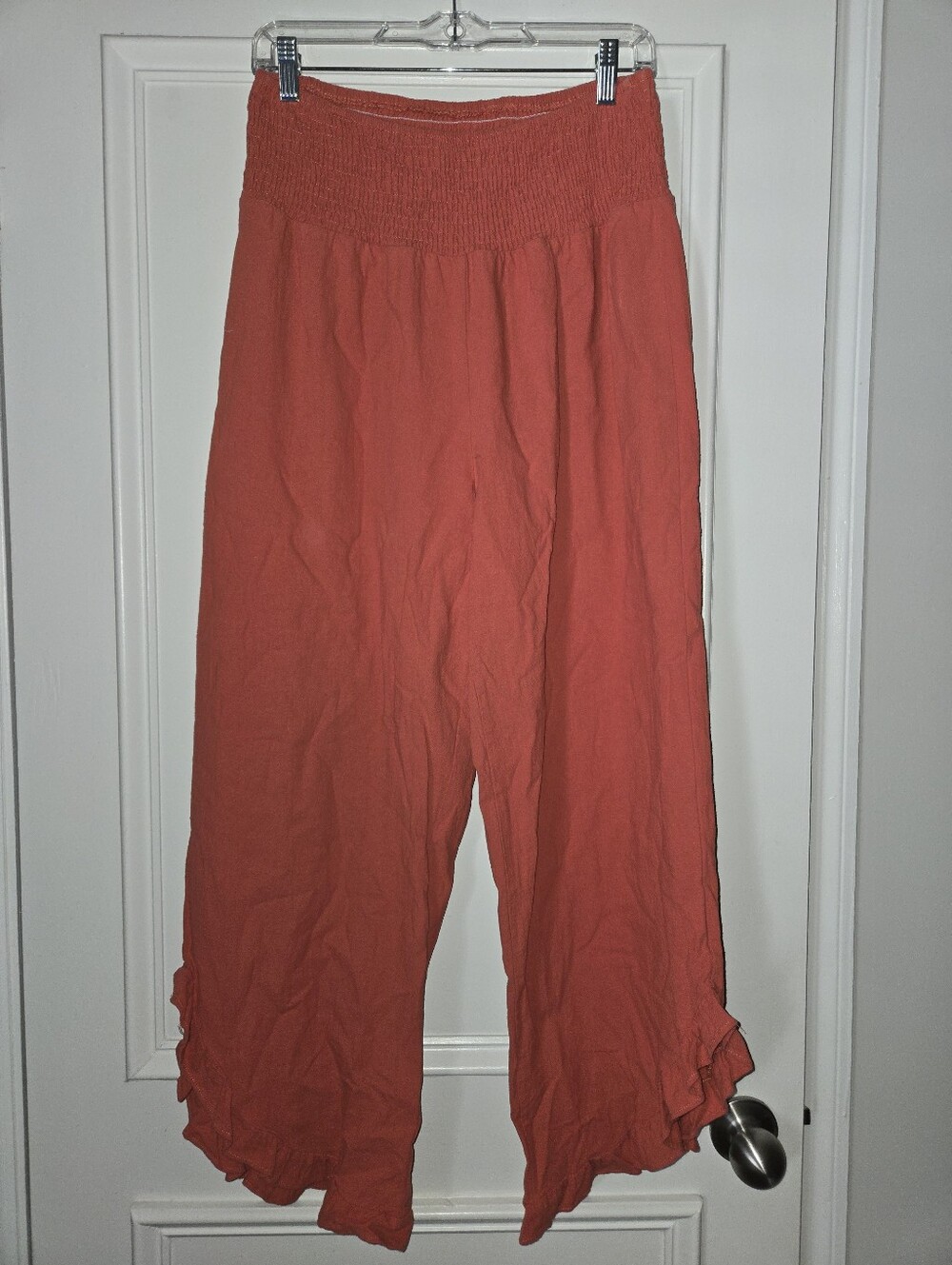 Cupshe Elastic Waist Coral Wide-Leg Pants